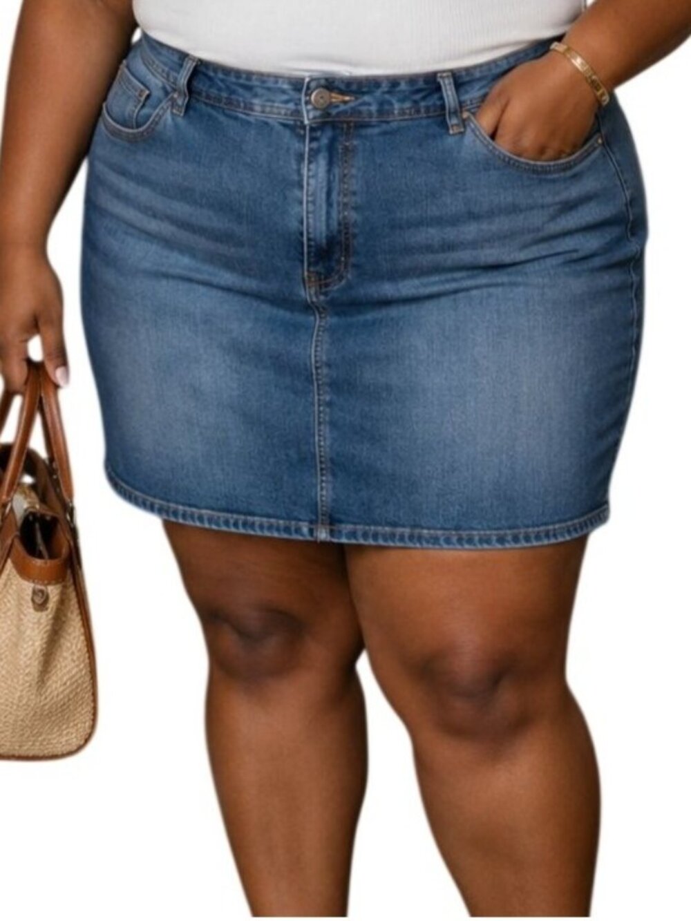 Old Navy Plus Size 26 Skirt Mini Denim Light Blue Casual Stretchy Low Waist